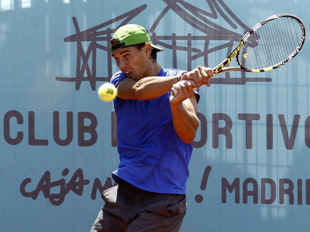 Rafa Nadal en un entrenamiento para el Open de Madrid