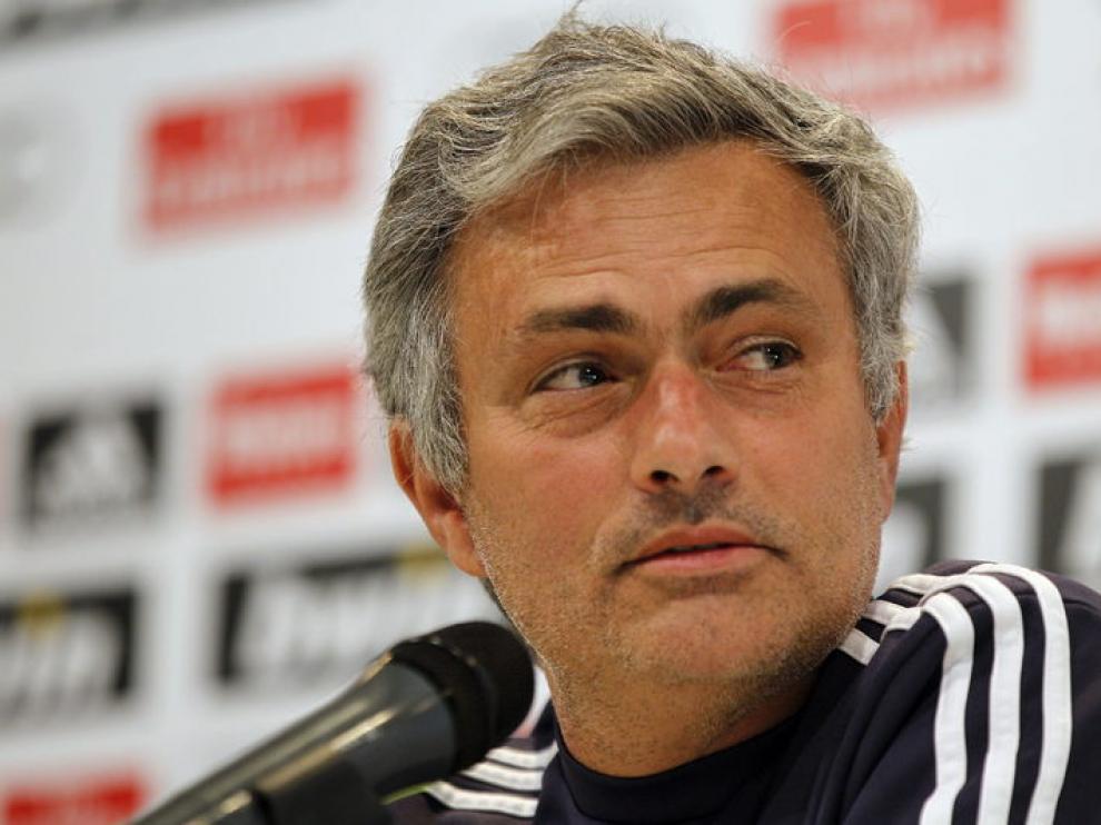 El entrenador del Real Madrid, José Mourinho, durante la rueda de prensa