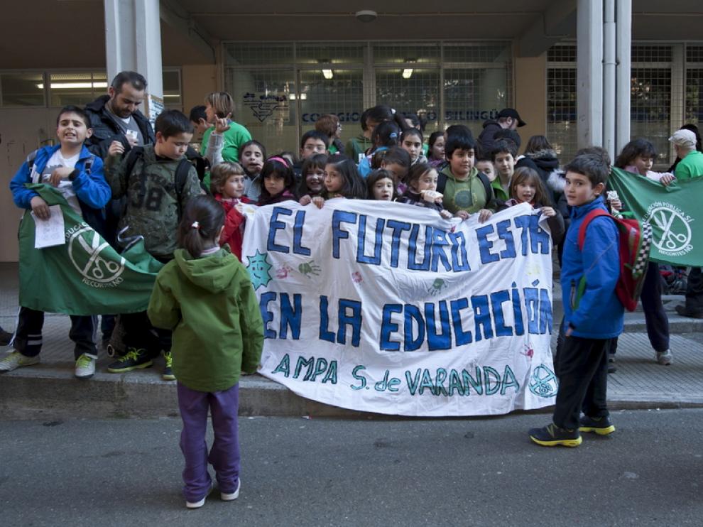 Imagen de archivo de una protesta en el colegio Sáinz de Varanda