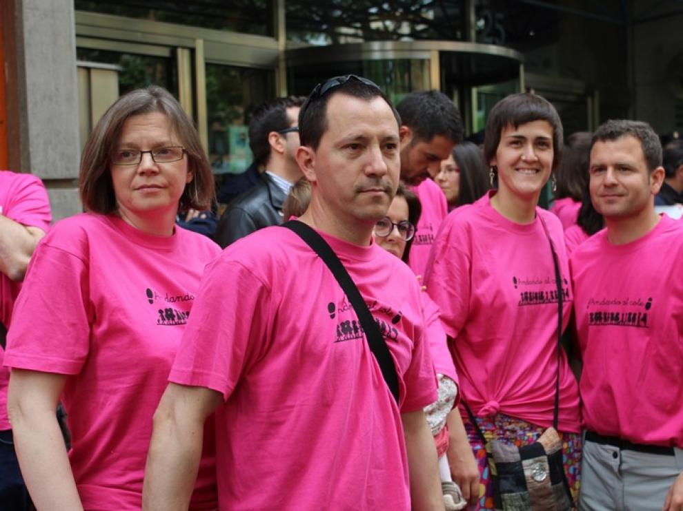 La plataforma Andando al Cole a la salida de su reunión en la consejería de Educación
