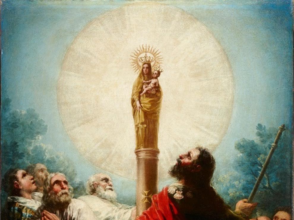 'El apóstol Santiago y sus discípulos adorando a la Virgen del Pilar'