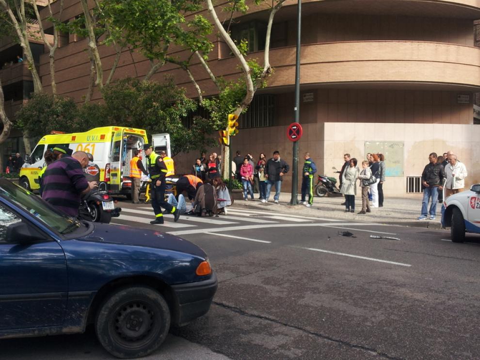 Accidente de una motorista en Zaragoza