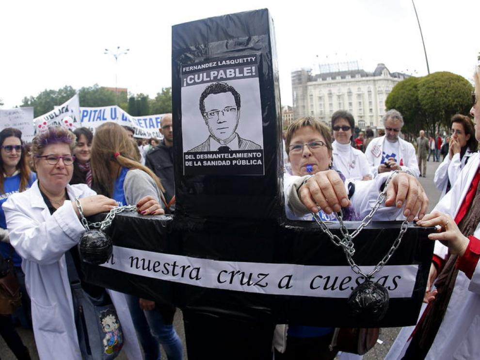 Protesta en defensa de la sanidad pública, en Madrid