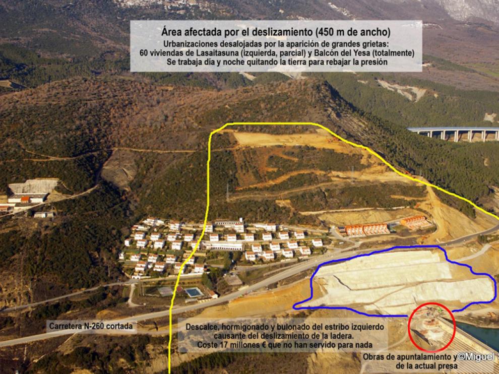 Movimientos y obras de la ladera derecha del embalse de Yesa