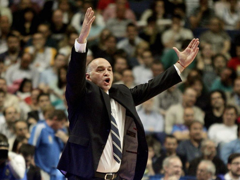 Pablo Laso en un momento del anterior encuentro con el Cai Zaragoza