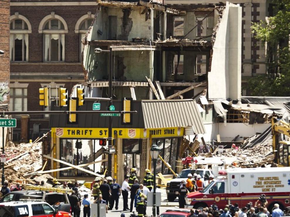 El edificio derrumbado en Filadelfia