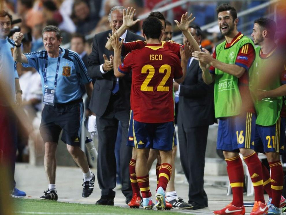 Alegría española tras lograr el pase a la final de la Eurocopa sub 21