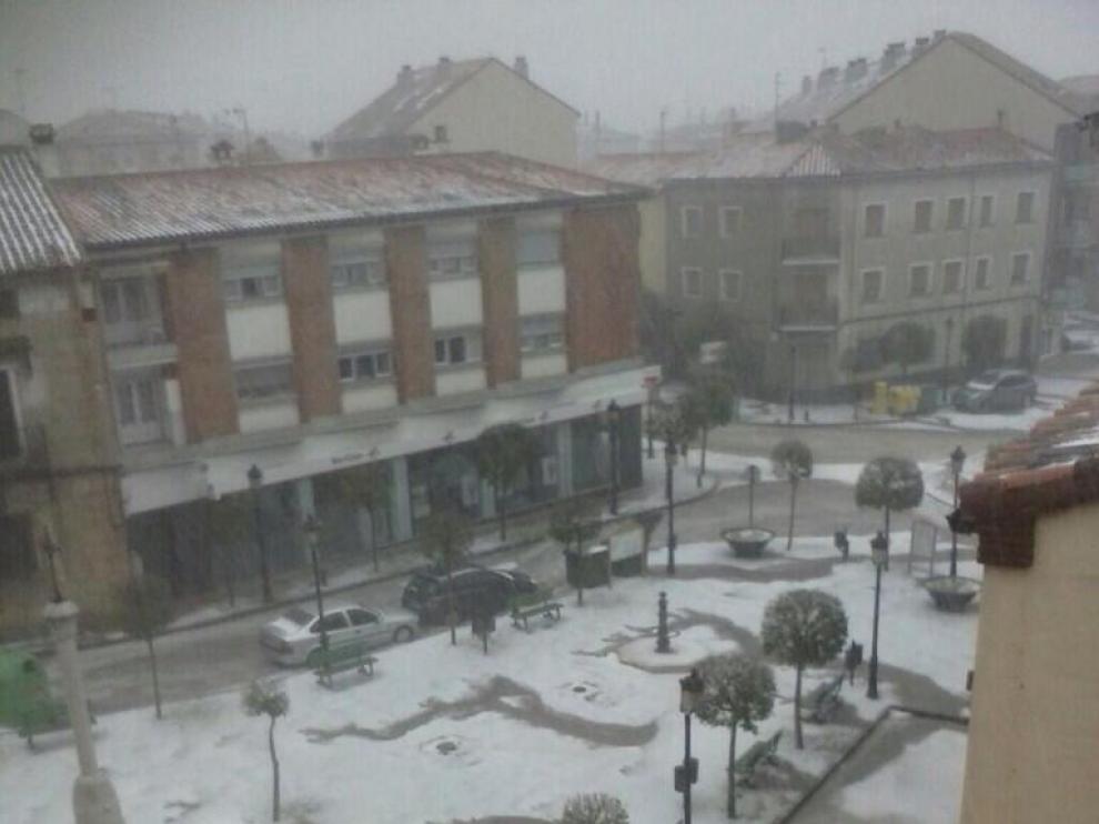Espectacular granizada en Calamocha