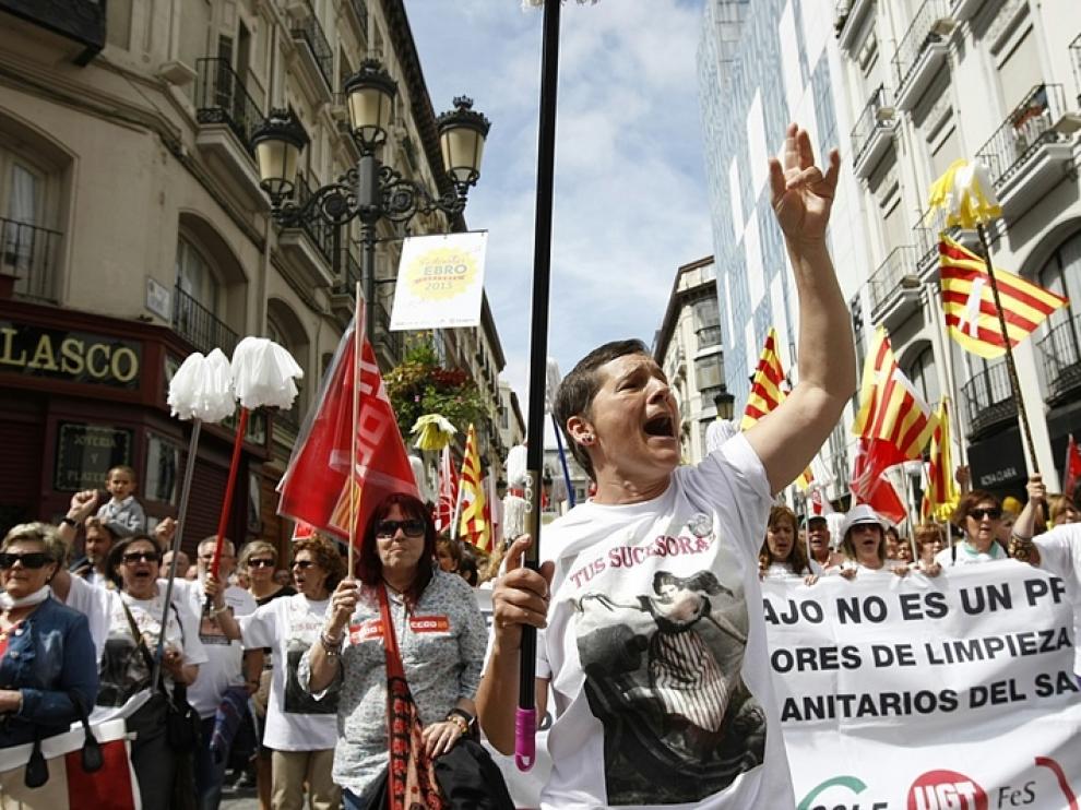 Manifestación de limpiadoras del Salud