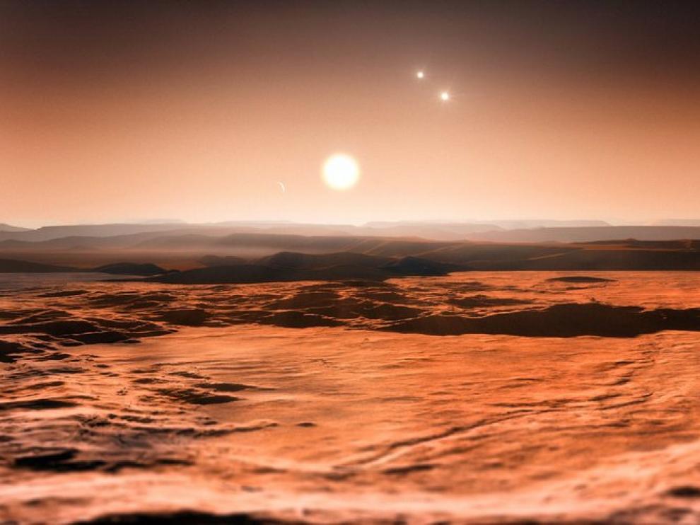 Recreación artística que muestra la super-Tierra Gliese 667 Cd
