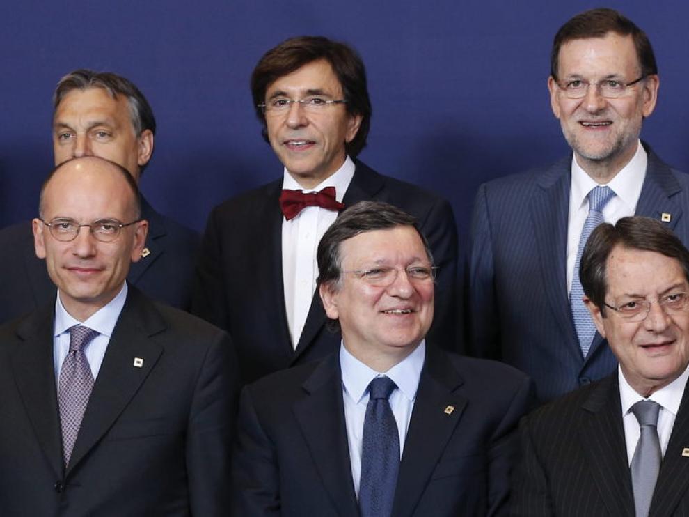 Enrico Letta, Jose Manuel Barroso, Nicos Anastasiades, Viktor Orban, Elio Di Rupo, y Mariano Rajoy
