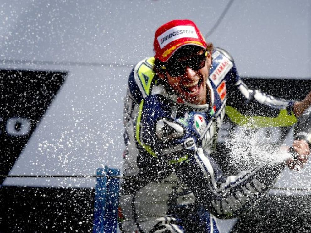Valentino Rossi, en el podio de Assen. Foto de archivo