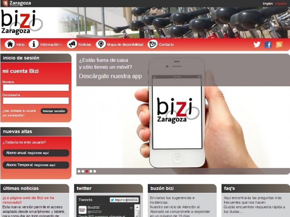 La nueva web de Bizi Zaragoza