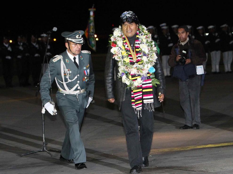 Evo Morales a la llegada a La Paz