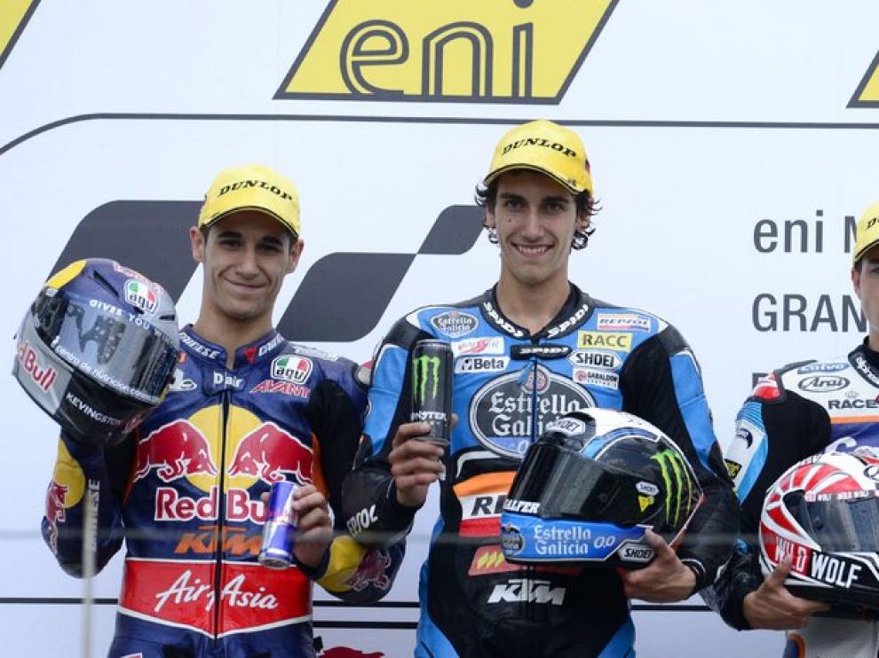 Podio español, con Rins, Salom y Viñales
