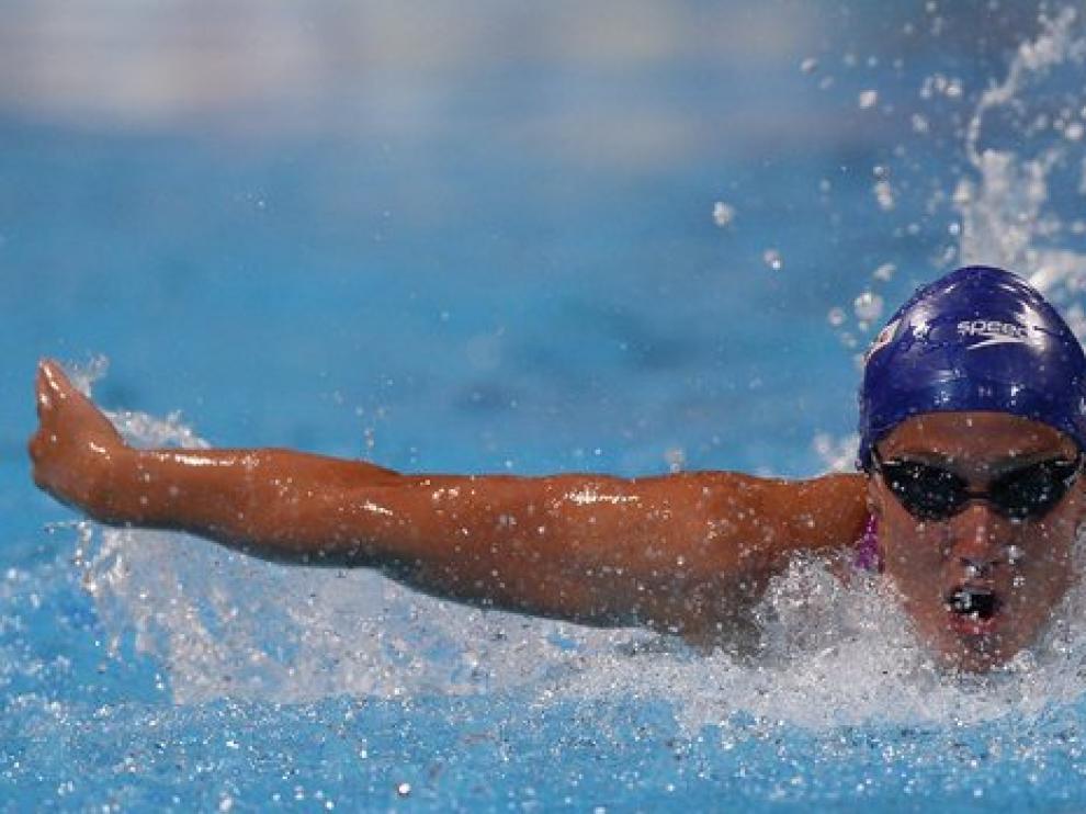 La nadadora española, durante la prueba de 200 metros mariposa.