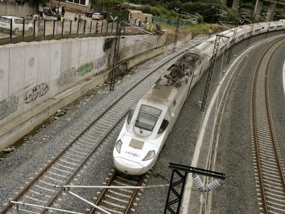 Curva donde descarriló el tren en Angrois