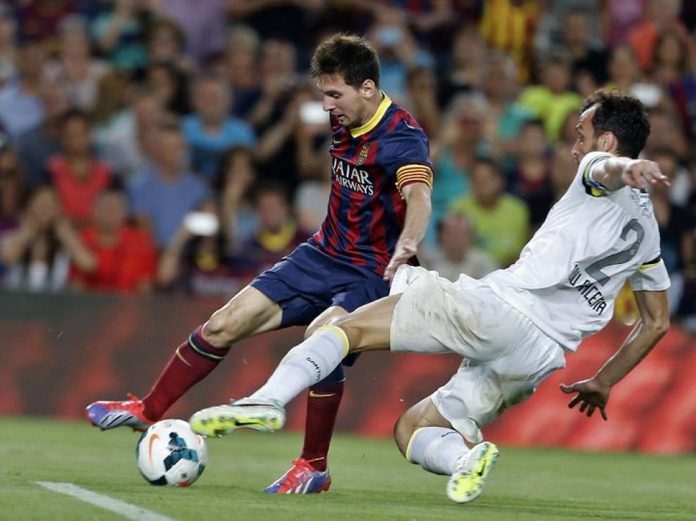 Messi durante el partido contra el Santos