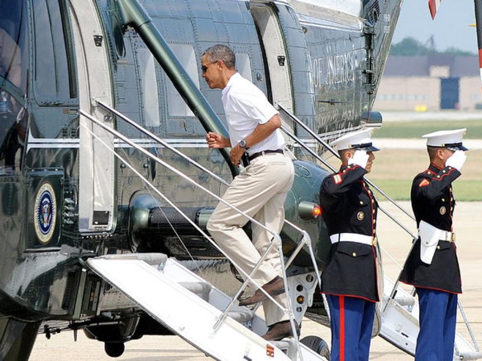 Obama sube al Marine One
