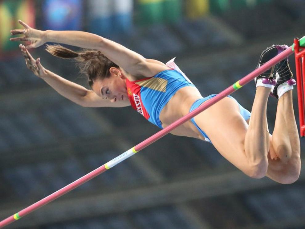 Isinbayeva durante su último salto
