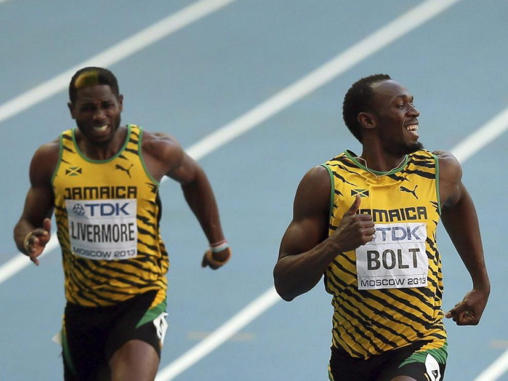Bolt y Livermore en la semifinal de los 200 metros
