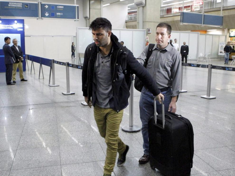 David Miranda a su llegada a Río de Janeiro.