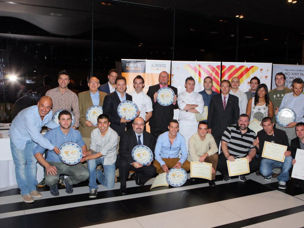 Los premiados, durante la fiesta organizada por la Asociación de Cocineros de Aragón