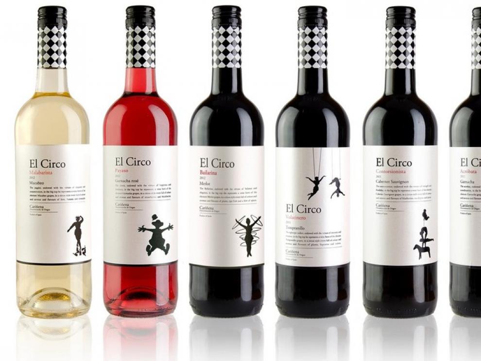 Las seis botellas que componen la gama El Circo, de Grandes Vinos y Viñedos