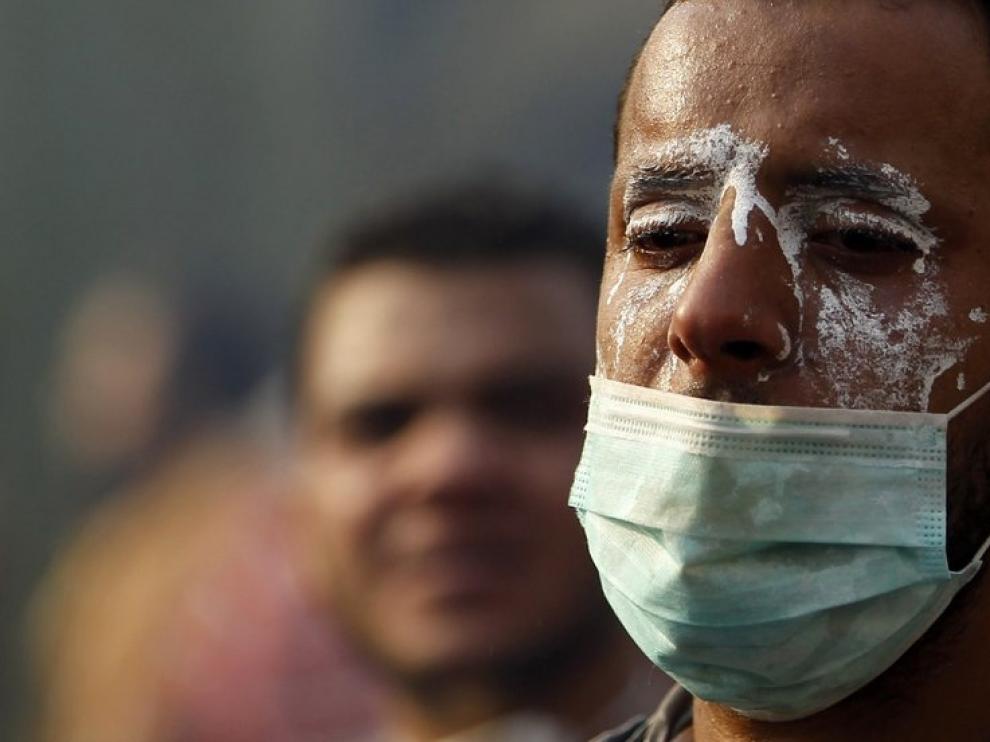 Miembros de los Hermanos Musulmanes durante las protestas