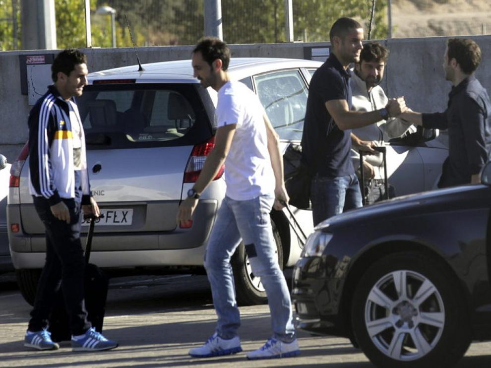 Koke, Juanfran y Suarez a su llegada a la concentración