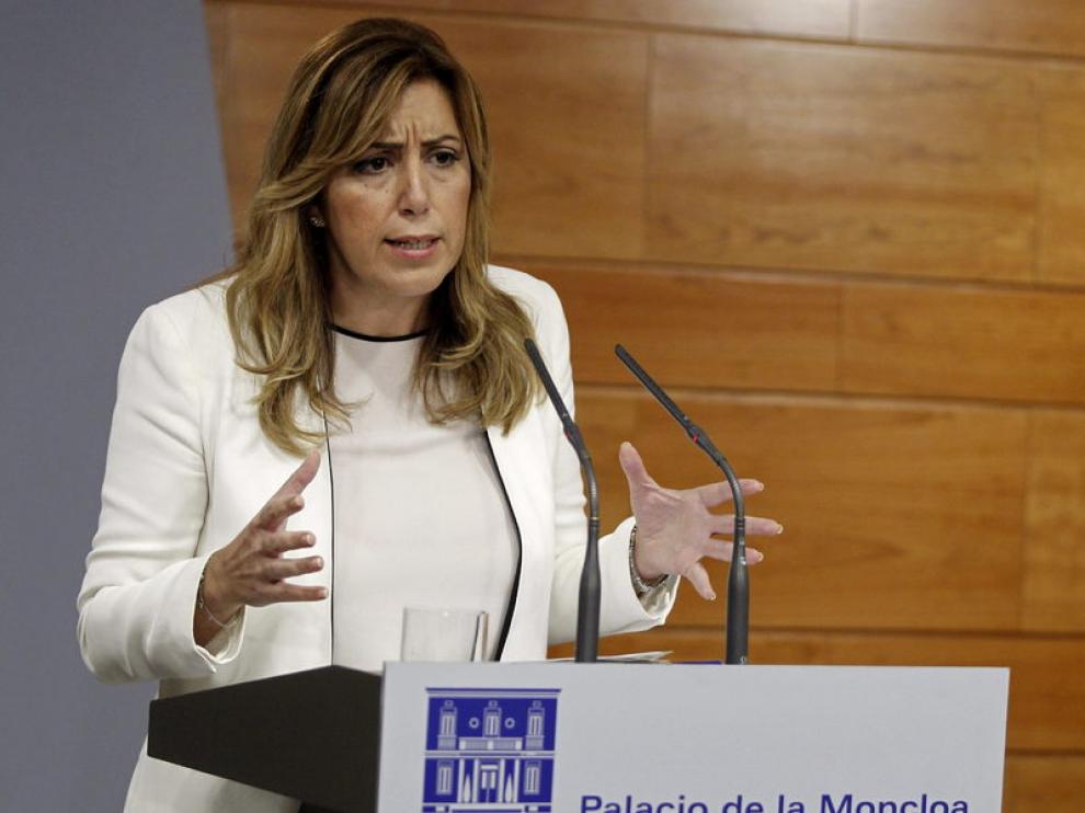 Susana Díaz, durante la rueda de prensa
