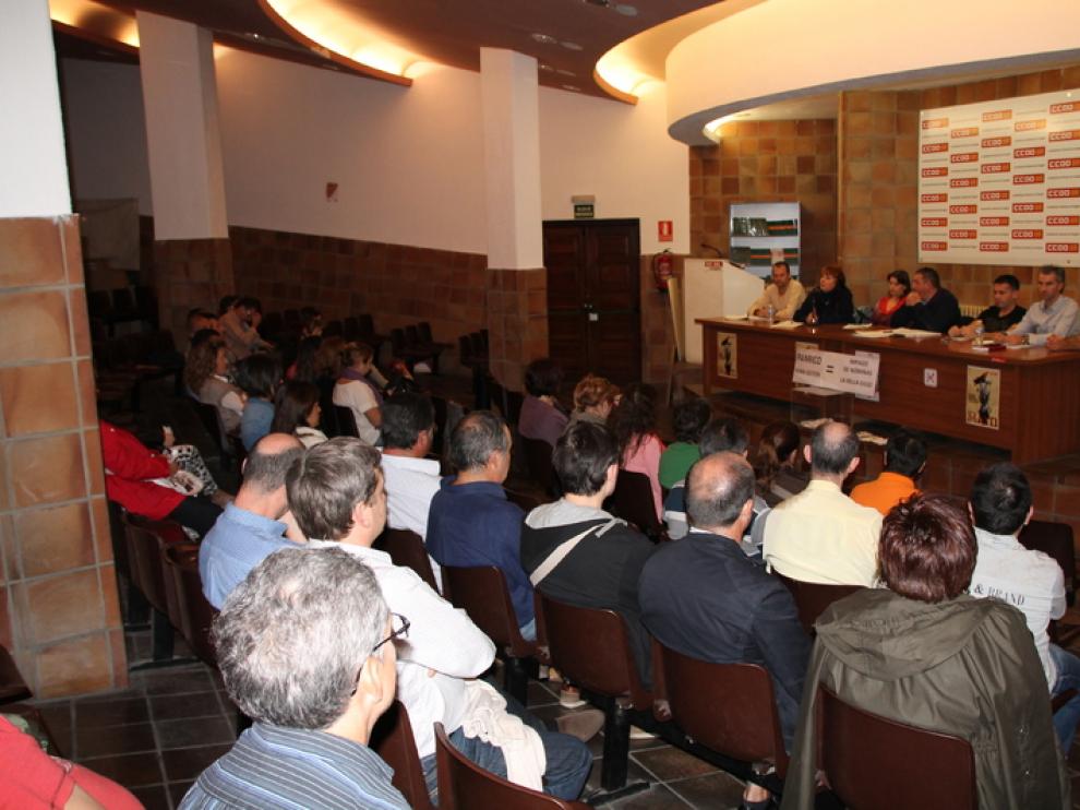 Asamblea de trabajadores de Panrico en Aragón en una imagen de archivo