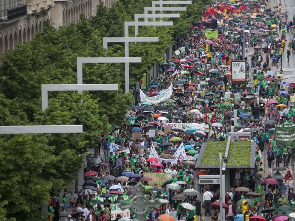 Manifestación en Zaragoza contra la LOMCE el pasado 9 de mayo