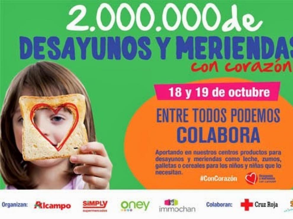 Desayunos y meriendas con corazón, una campaña solidaria que ponen en marcha los hipermercados Alcampo, Simply y los centros comerciales Immochan