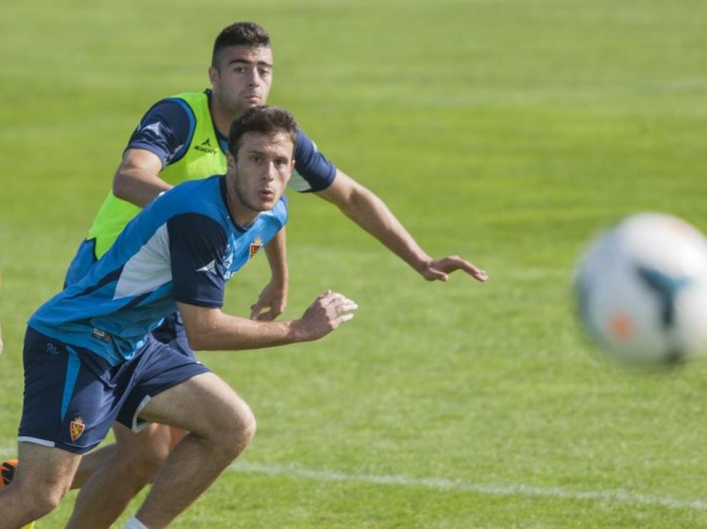 Henríquez, durante un entrenamiento del Real Zaragoza