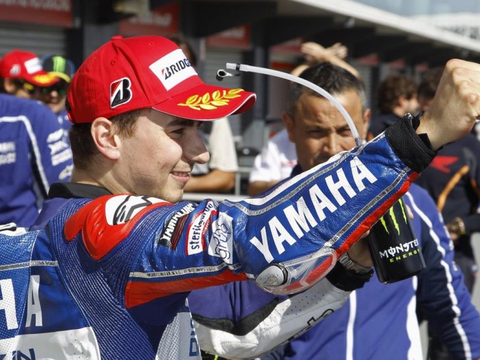 Jorge Lorenzo celebra la pole en el Gran Premio de Australia de Motociclismo en Moto GP