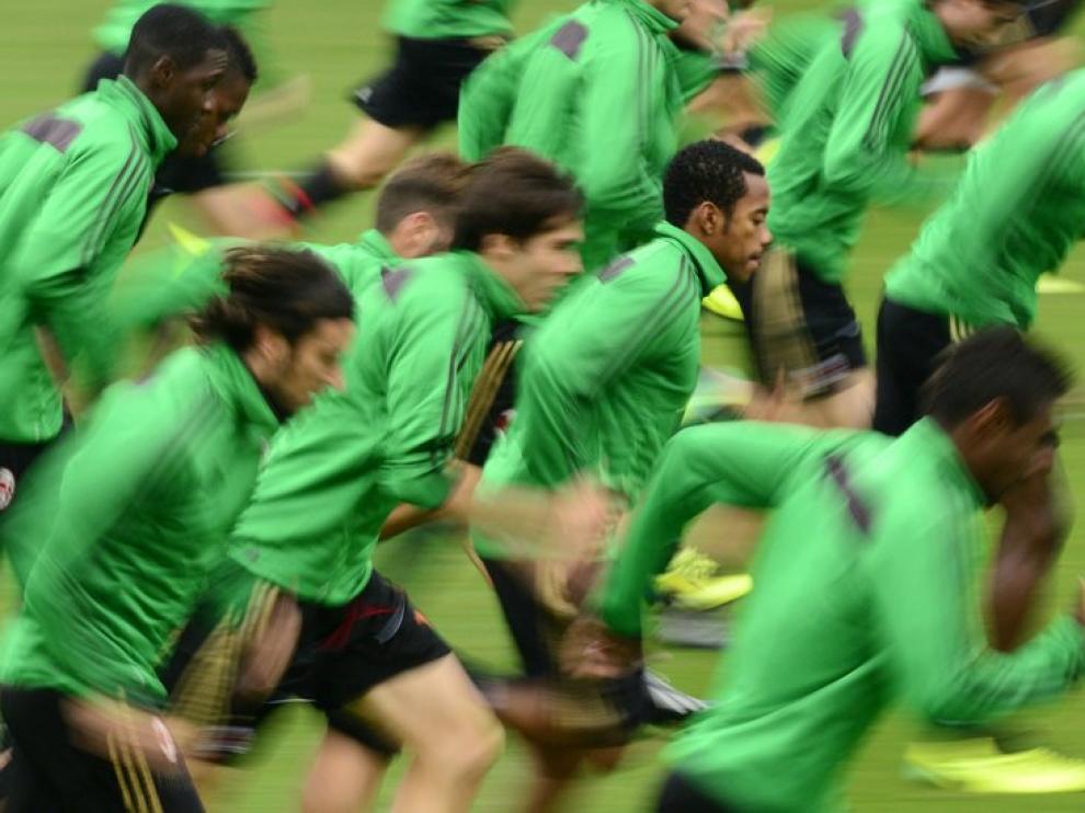 Entrenamiento del Milan, previo al duelo con el Barcelona