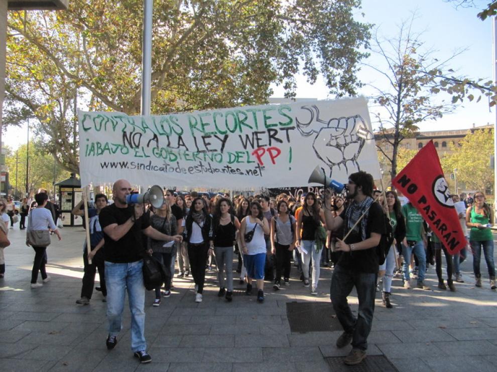 Manifestación de estudiantes este miércoles en Zaragoza