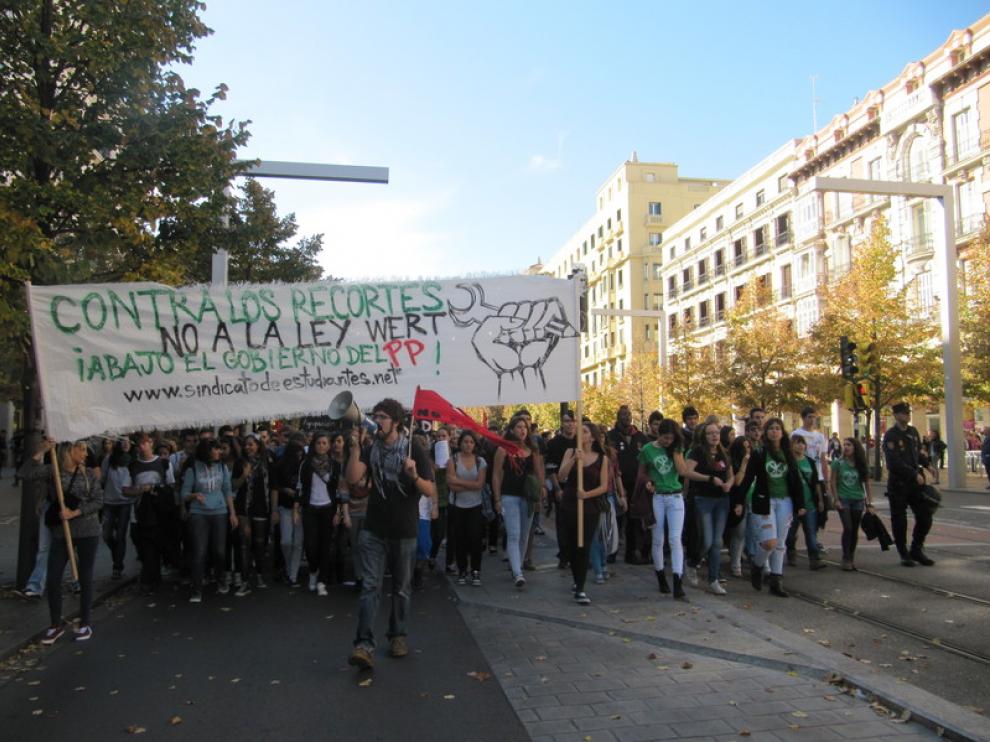 Manifestación de estudiantes este miércoles en Zaragoza