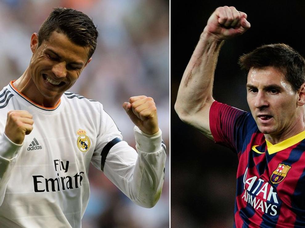 Combo de imágenes de Cristiano Ronaldo y Messi