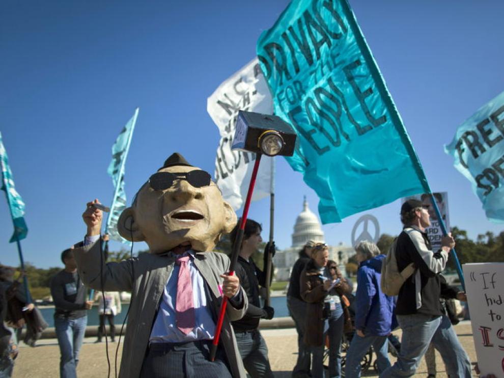 Manifestantes durante la protesta