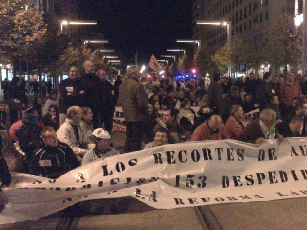Protesta de los trabajadores de AUZ este martes
