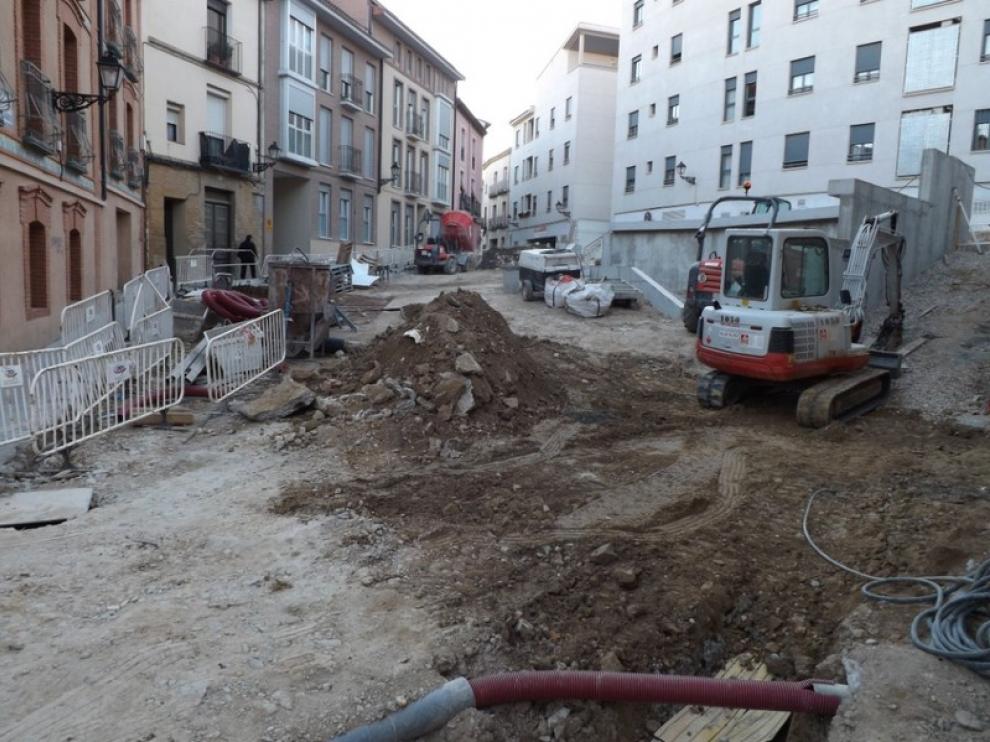 Calle Canellas de Huesca, donde se descubrieron los restos romanos