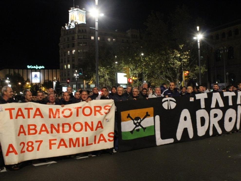 Protesta de los trabajadores de Tata Hispano en Zaragoza