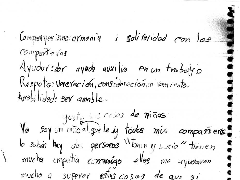 Carta escrita por una niña transexual