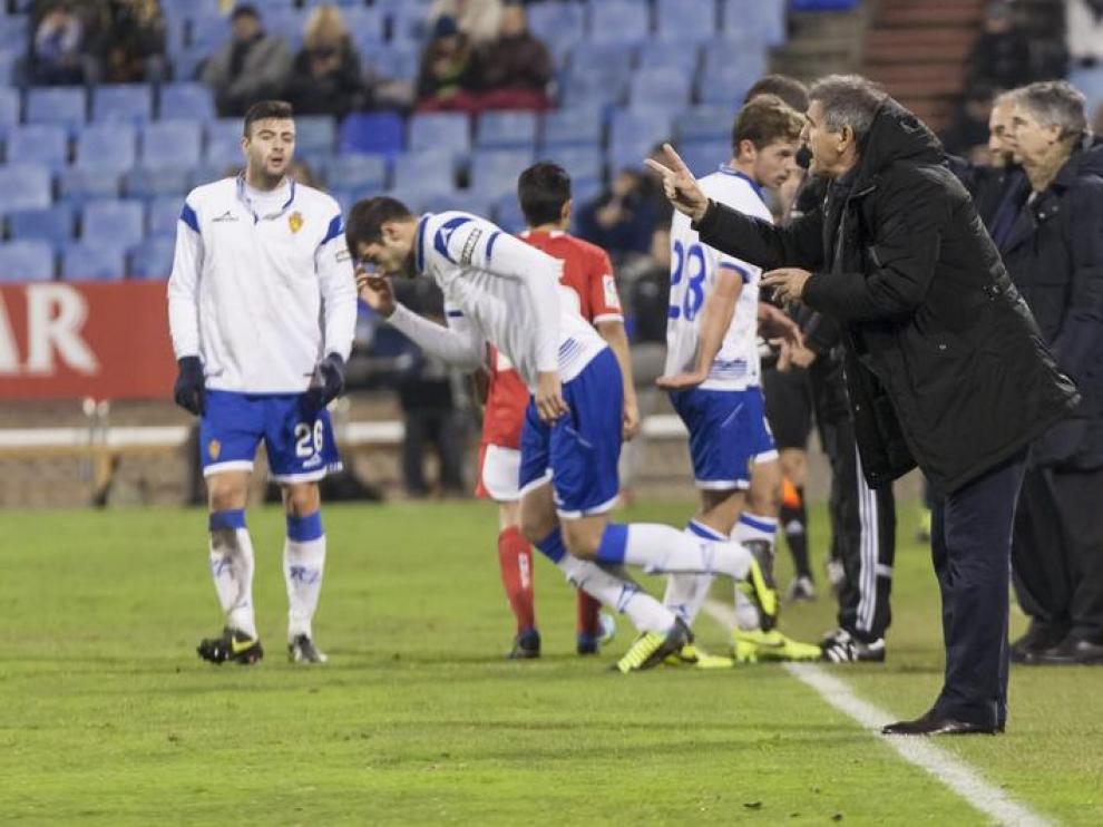 Herrera, durante un partido en La Romareda