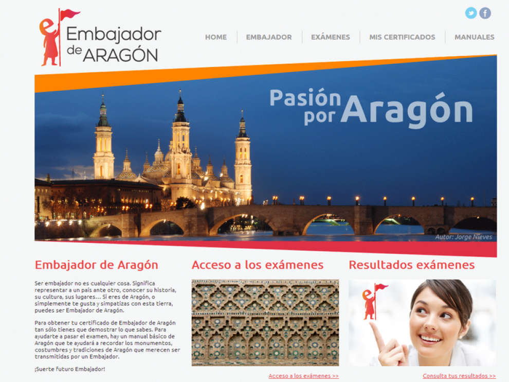 Imagen de la página web Embajador de Aragón