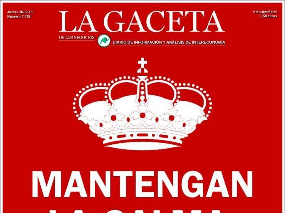 La portada de 'La Gaceta' de este jueves
