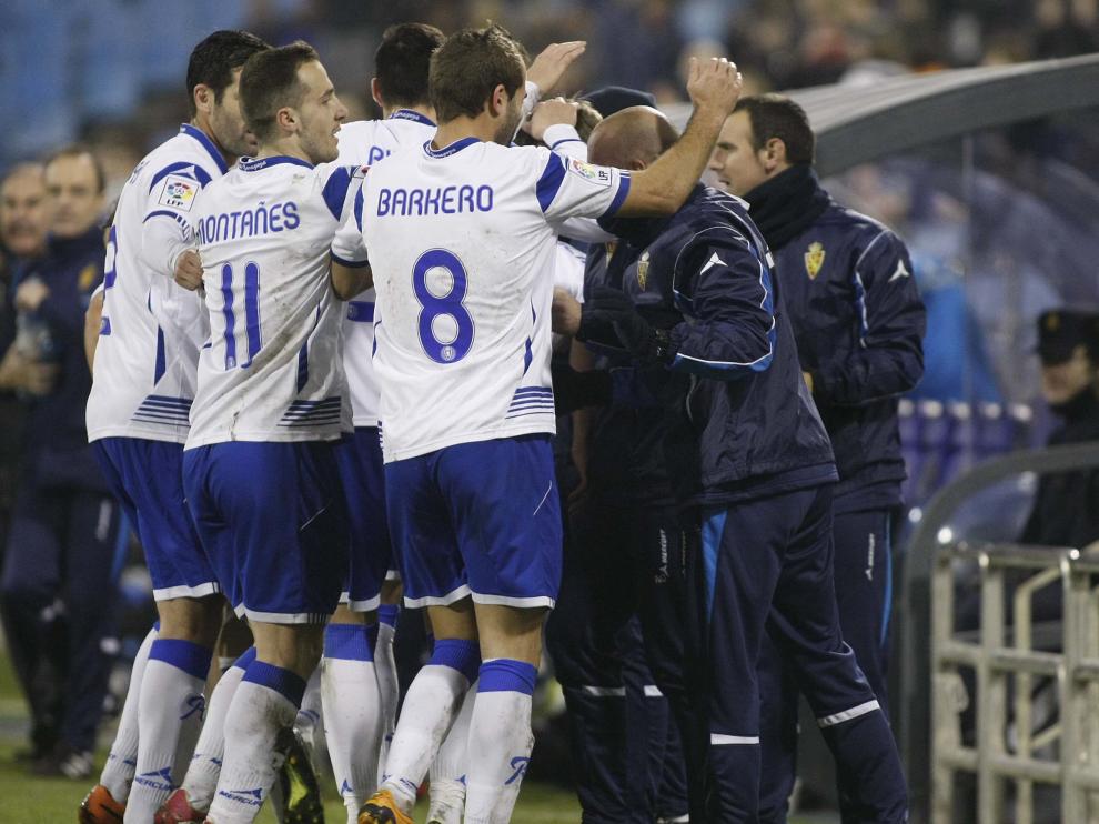 Celebración de los jugadores del Real Zaragoza