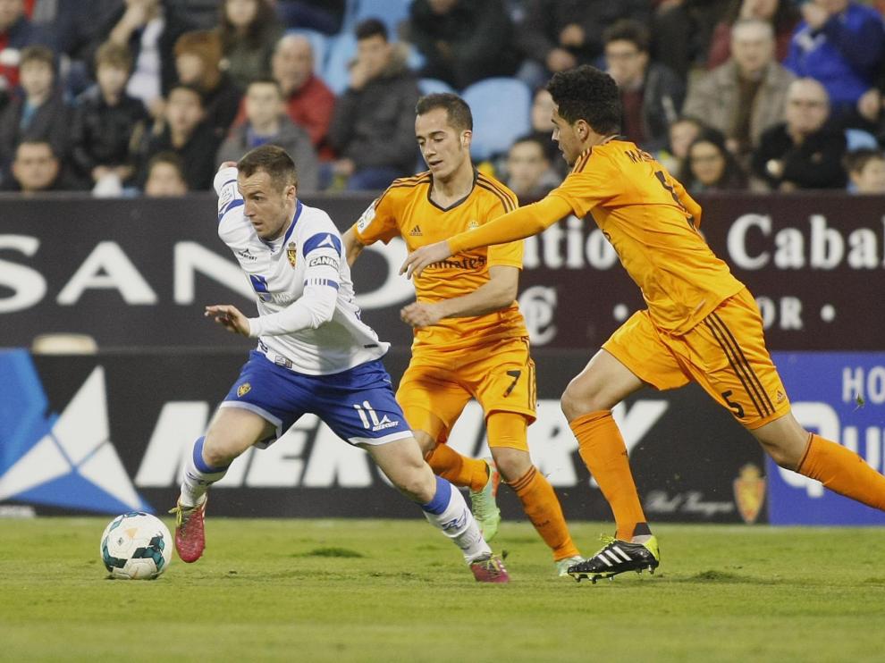 Montañés, en el partido del Real Zaragoza con el RM Castilla